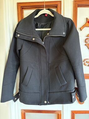 H&M Black Textured Bomber Coat